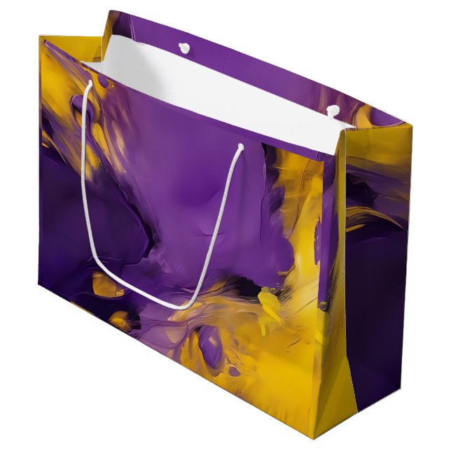 Grand Sac Cadeau Résumé abstrait violet et or (Devant Angle)