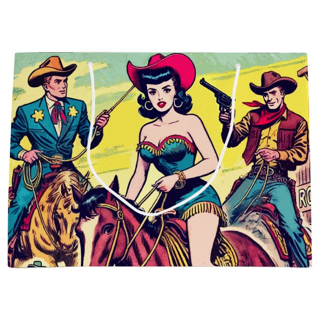 Grand Sac Cadeau Retro Country Western Comics (Devant)