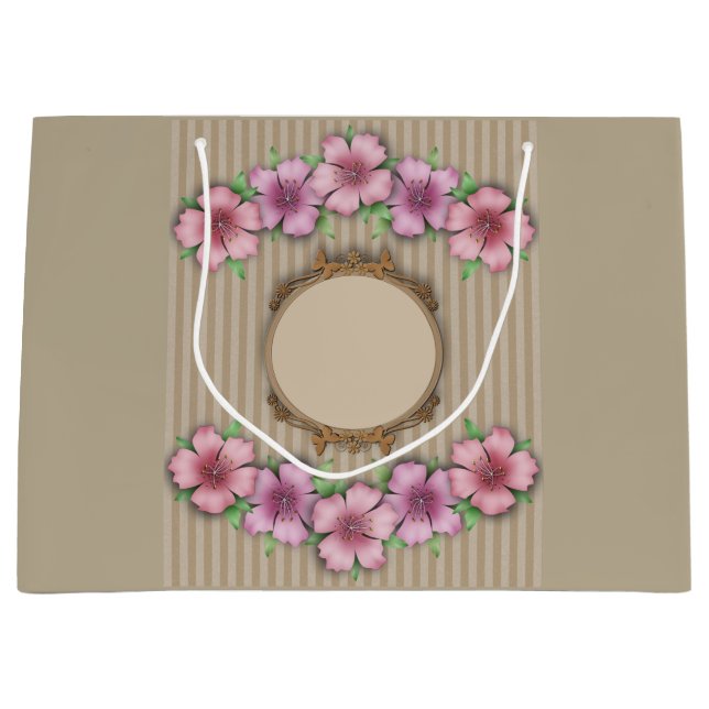 Grand Sac Cadeau Rétro , floral (Devant)