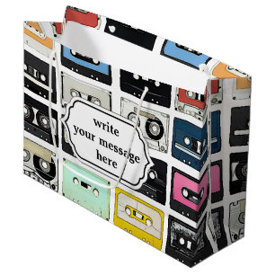 Grand Sac Cadeau Rétro motif vintage frais de bandes de mélange d