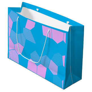 Grand Sac Cadeau Rétro - Rose/Bleu