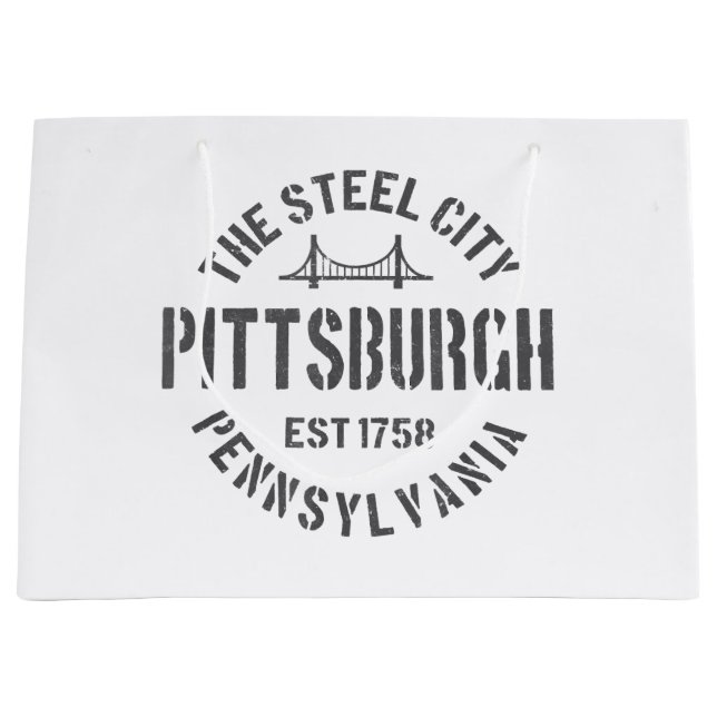 Grand Sac Cadeau Retro Steel City Pittsburgh Pennsylvania Yinz vint (Devant)