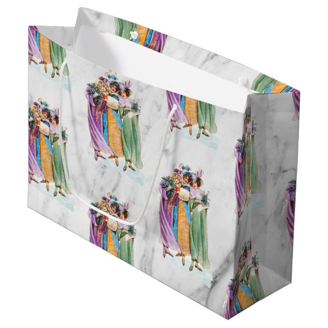 Grand Sac Cadeau Retro Vintage Christmas Party Ladies (Devant Angle)