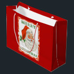 Grand Sac Cadeau Rétro Vintage Jolly Santa Claus de Christmas<br><div class="desc">Un sac cadeau avec une photo rétro festive. Le vieux Père Noël Jolly avec ses joues rousses et son sourire chaleureux et amical. Un peu de nostalgie de l'ancienne école pour les vieux temps,  cette image rappelle les souvenirs des célébrations du passé de Noël.</div>