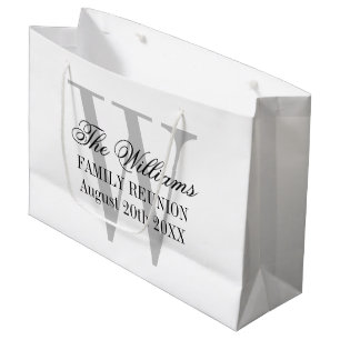 Grand Sac Cadeau Réunion de famille monogramme personnalisée élégan