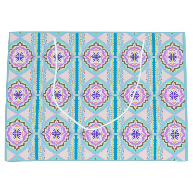 Grand Sac Cadeau Rêve Pastel Boho Géométrique Kaléidoscope (Devant)
