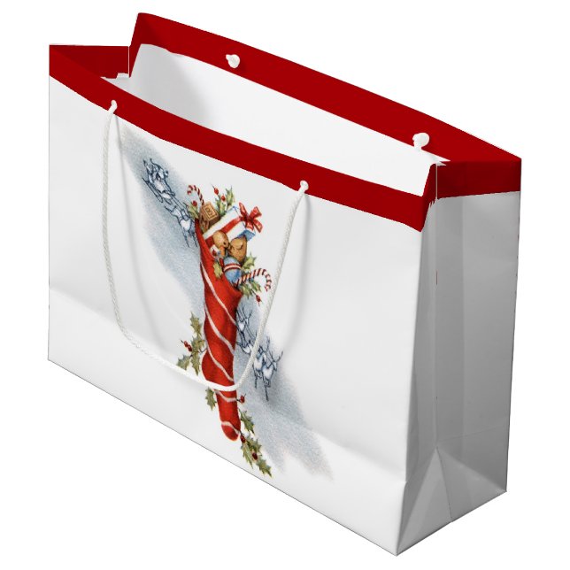 Grand Sac Cadeau Réveillon de Noël (Devant Angle)