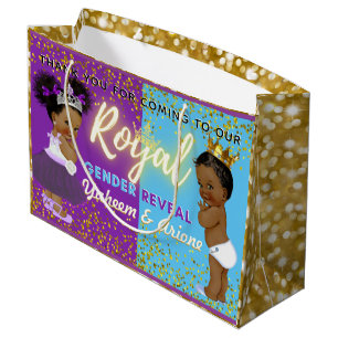 Grand Sac Cadeau Révélation de genre royale africaine violet et b