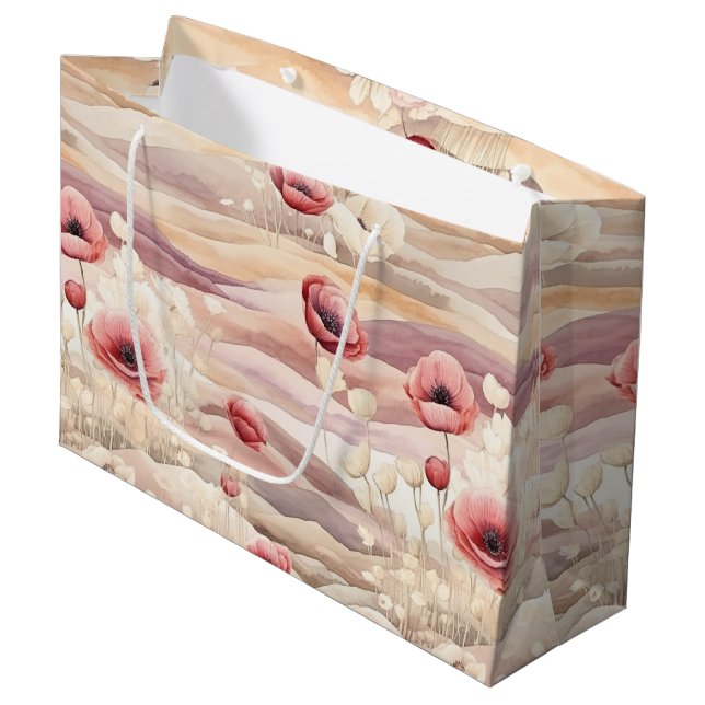 Grand Sac Cadeau Robes de mariée florales blush crème Bourgogne (Devant Angle)