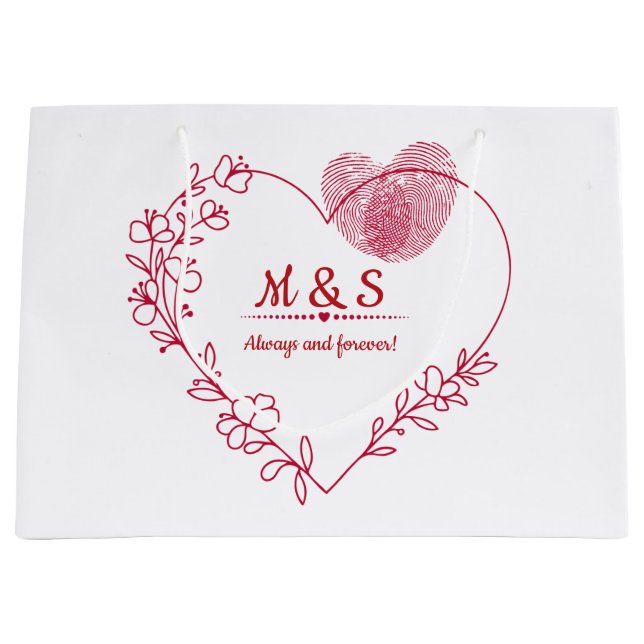 Grand Sac Cadeau Romantic Fingerprint Heart Gift Bag (Devant)