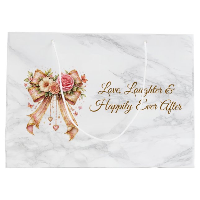 Grand Sac Cadeau Romantic Floral Ribbon Tote Bag (Dos)