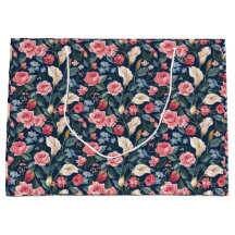 Romantic Navy Blue Floral Garden Pattern