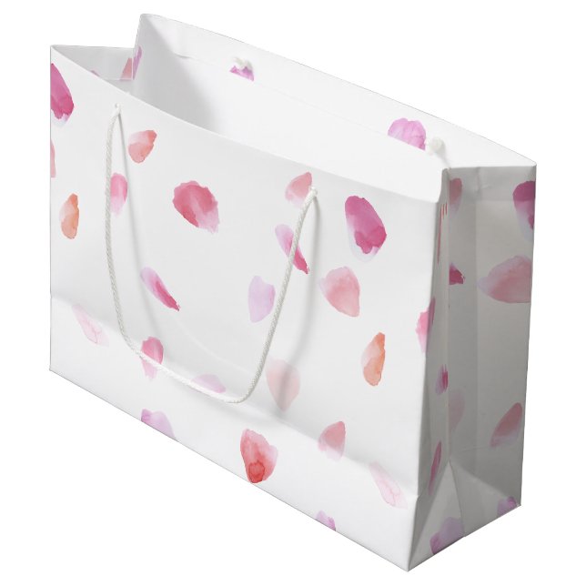 Grand Sac Cadeau Romantic Pink Peach Rose Petals Floral (Devant Angle)