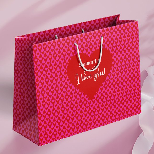 Grand Sac Cadeau Romantic Valentine Gift Bag I Love You Heart Desig (Romantic Valentine Gift Bag I Love You Heart Design)