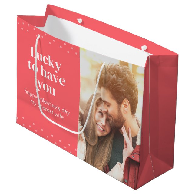 Grand Sac Cadeau Romantique Colorful Pink Valentine's Day Photo (Devant Angle)