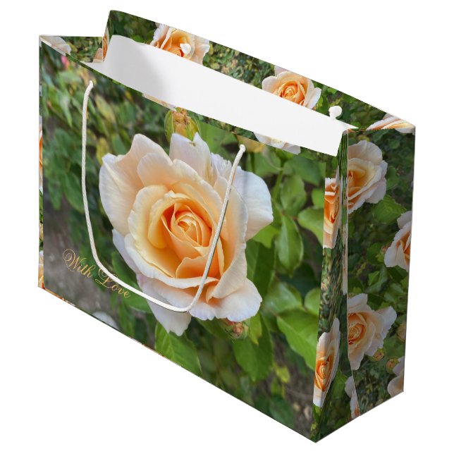 Grand Sac Cadeau Romantique Orange Rose Fleur Photographie Floral (Devant Angle)