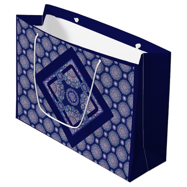 Grand Sac Cadeau Rosace bleue (Devant Angle)