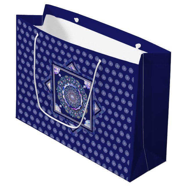Grand Sac Cadeau Rosace bleue (Devant Angle)