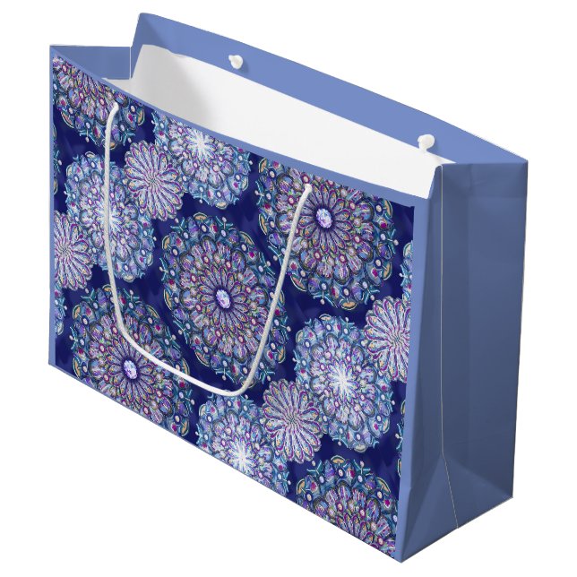 Grand Sac Cadeau Rosace bleue (Devant Angle)