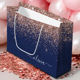 Grand Sac Cadeau Rose bleu marine Gold Blush Pink Parties scintilla