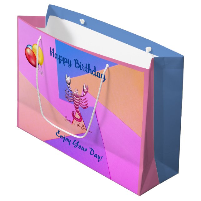 Grand Sac Cadeau Rose, Bleu Scorpio (Devant Angle)