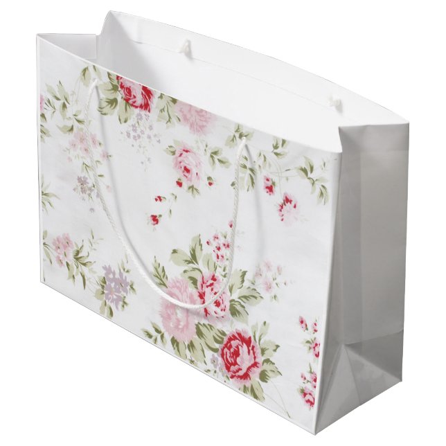 Grand Sac Cadeau Rose chic minable floral (Dos Angle)