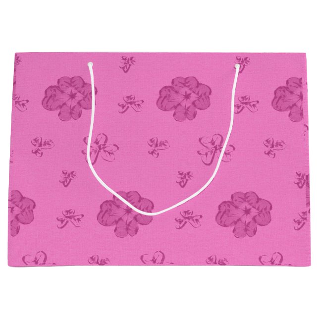Grand Sac Cadeau Rose de trèfle à quatre feuilles (Devant)