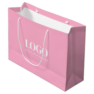 Grand Sac Cadeau Rose et blanc Affaires personnalisées