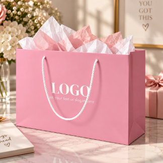 Grand Sac Cadeau Rose et blanc Affaires personnalisées