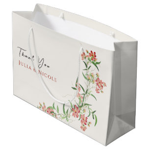 Grand Sac Cadeau Rose Fleur Sauvage Rose Printanière Mariage