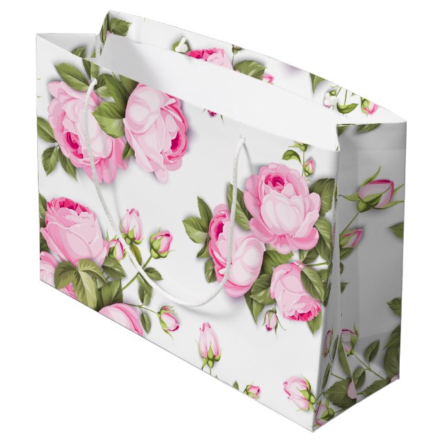 Grand sac cadeau rose Floral (Dos Angle)