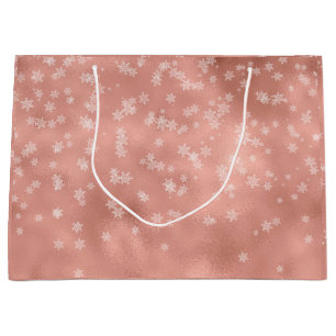 Grand Sac Cadeau Rose Gold Fêtes de neige Noël