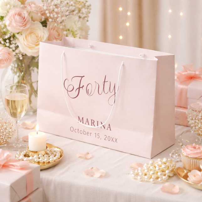 Grand Sac Cadeau Rose gold nom écriture 40e anniversaire (Créateur téléchargé)