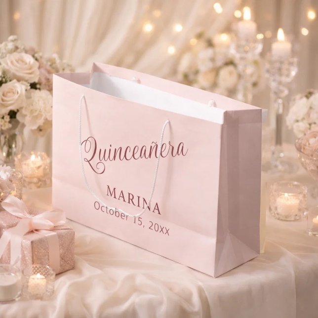 Grand Sac Cadeau Rose gold nom écriture Quinceanera (Créateur téléchargé)