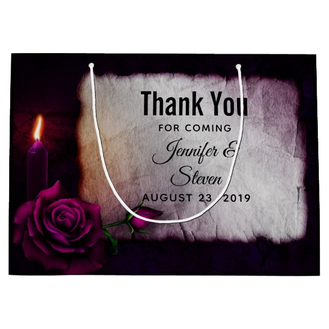 Grand Sac Cadeau Rose gothique, bougie et Mariage de parchemin (Devant)