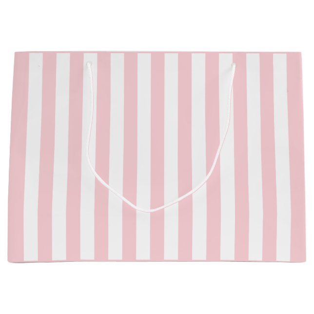 Grand Sac Cadeau Rose millénariste et rayure blanche (Devant)