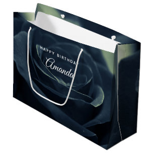 Grand Sac Cadeau Rose noir foncé fleur gothique photo Anniversaire