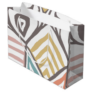 Grand Sac Cadeau rose orange bleu Tribal Boud Clot Motif Africain