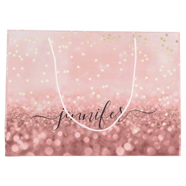 Grand Sac Cadeau Rose Parties scintillant Mariage Bridal Gold Confe (Dos)