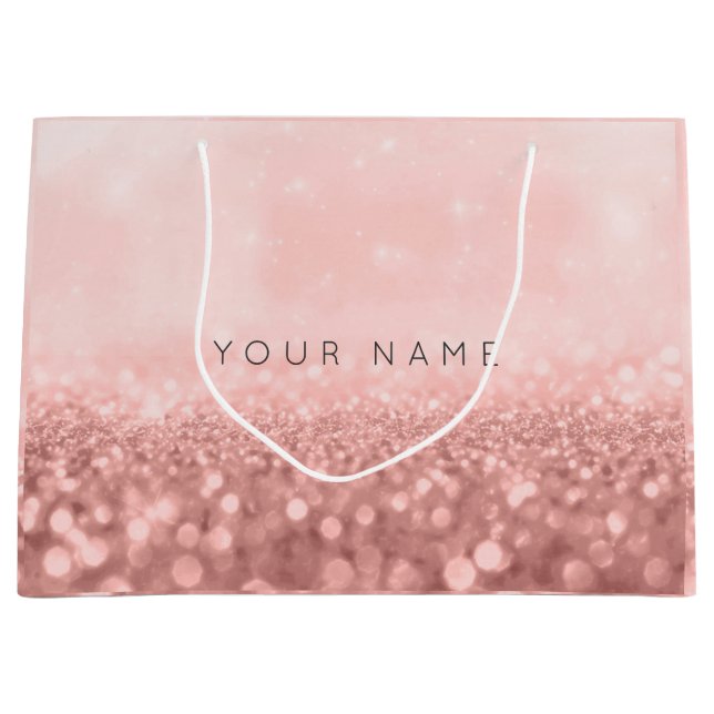 Grand Sac Cadeau Rose Rose Blush Parties scintillant Mariage (Devant)