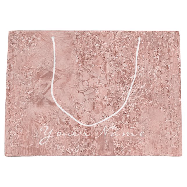 Grand Sac Cadeau Rose Rose Gold Parties scintillant en poudre Favor (Devant)