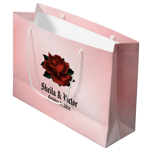 Grand Sac Cadeau Rose rouge gothique Mariage personnel (Devant Angle)