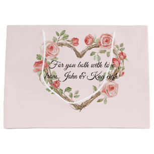 Grand Sac Cadeau Rose rouge romantique rose rose florale cœur maria