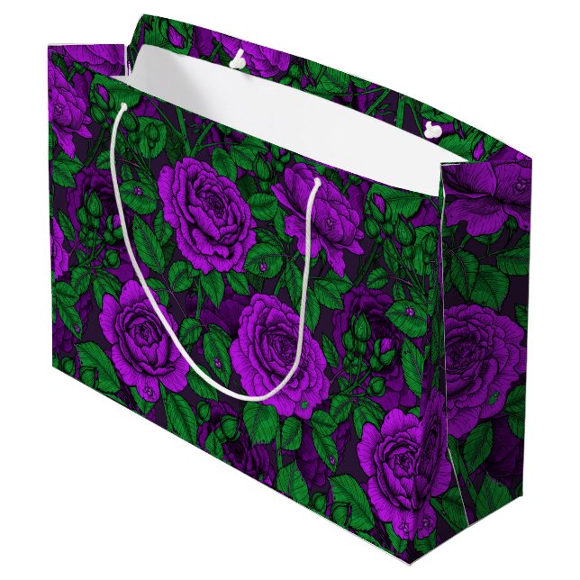 Grand Sac Cadeau Roses violets (Dos Angle)