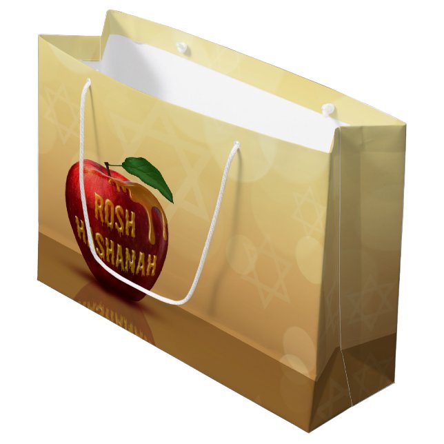 Grand Sac Cadeau Rosh Hashanah Juif Nouvel An Honey Apple (Devant Angle)