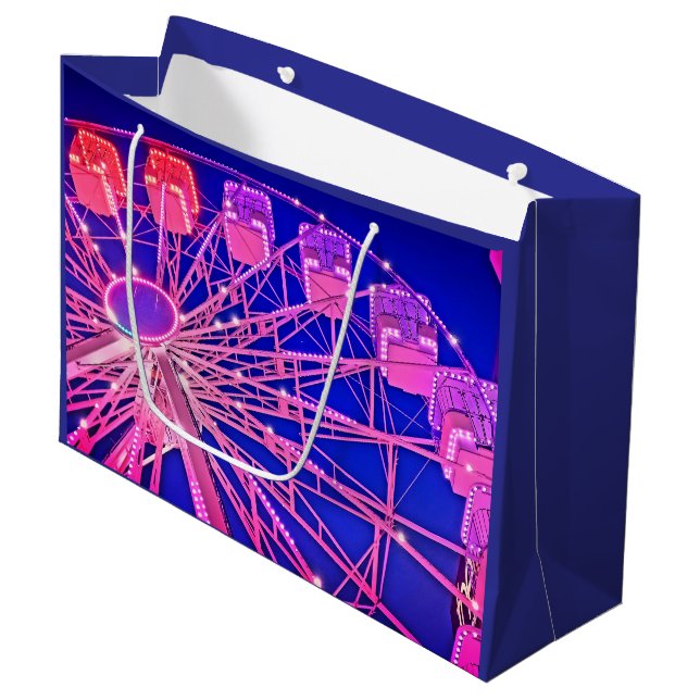 Grand Sac Cadeau Roue violette et rose Ferris (Devant Angle)