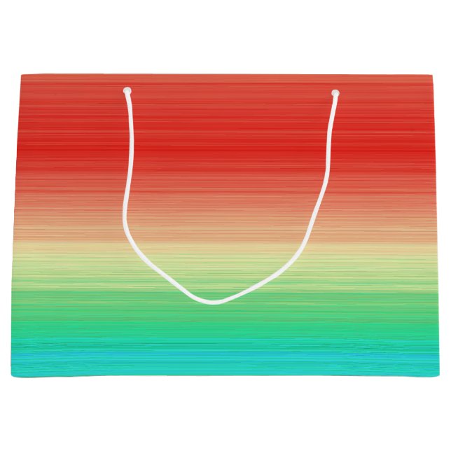 Grand Sac Cadeau Rouge Jaune Vert Bleu Rayures (Devant)