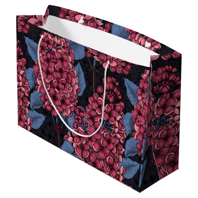 Grand Sac Cadeau Rouge lilas sur bleu foncé (Dos Angle)