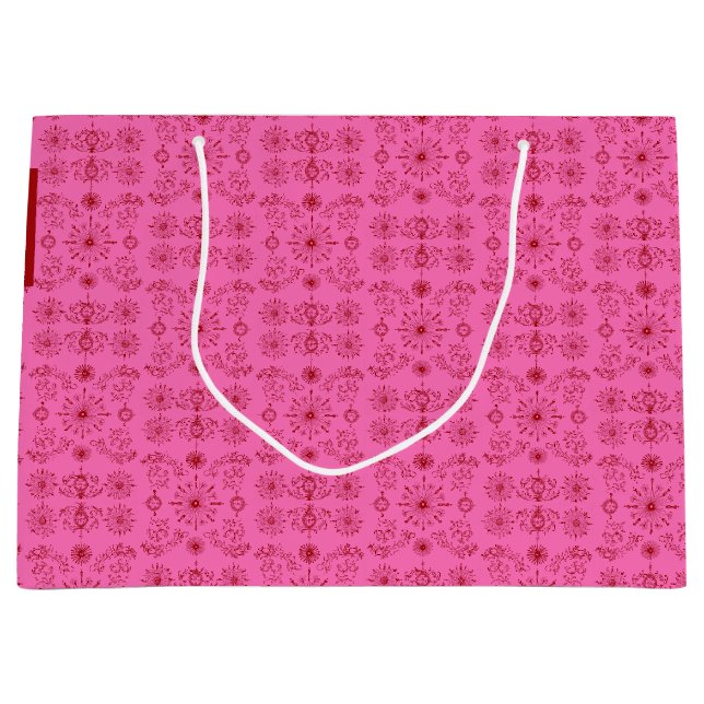 Grand Sac Cadeau Rouge sur rose  (Devant)