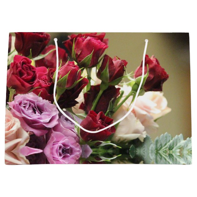 Grand Sac Cadeau Rouge Violet Et Rose (Devant)